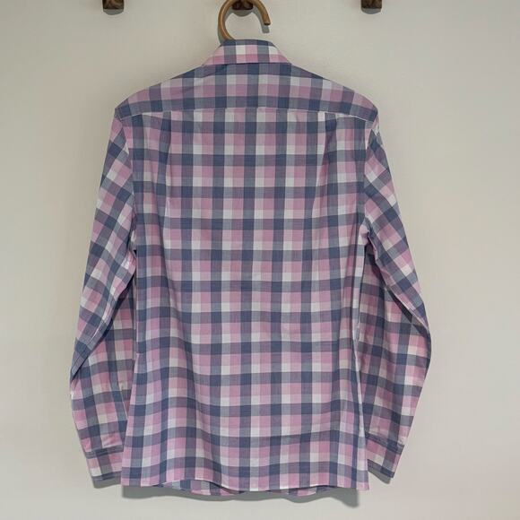 Tommy Hilfiger Slim Fit Non-Iron Pink Check Dress Shirt - 14 1/2 32-33 - Picture 2 of 5